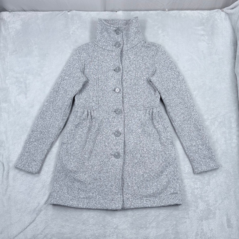 Patagonia Better Sweater Button Coat Womens Medium Gray Long Fleece Jacket 25656
